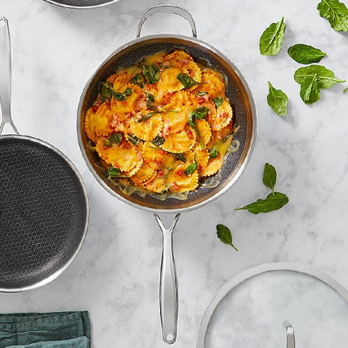 Edelstahl Antihaft-Wokpfannemit Glasdeckel