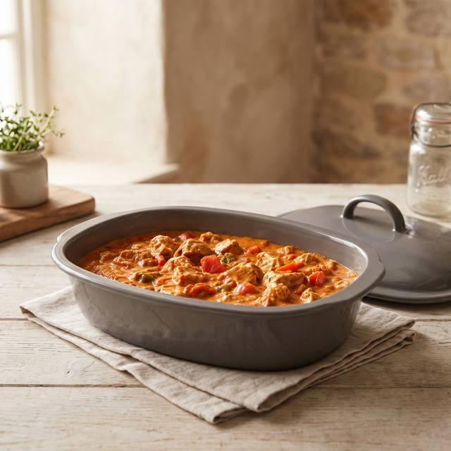 Hackbällchen in cremiger Tomatenrahmsoße mit Gemüse im Pampered Chef® Ofenmeister