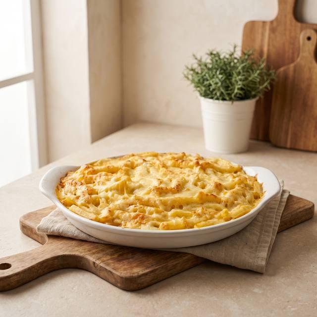 Mit Gouda überbackener Pomdöner aus Pommes und Kebabfleisch auf dem Pampered Chef® Großen runden Stein auf einem Kuchengitter