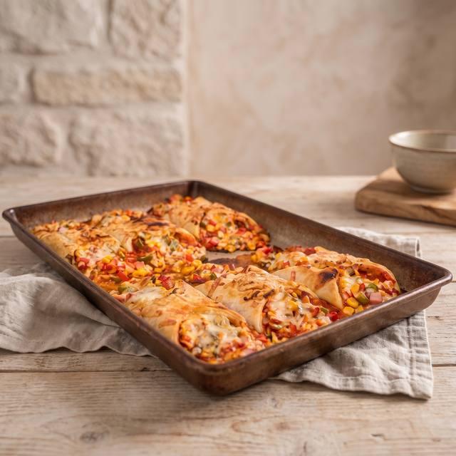 Knusprige Salsa-Schiffchen aus Blätterteig mit Schinken, Paprika und Käse überbacken – Pampered Chef® Rezept