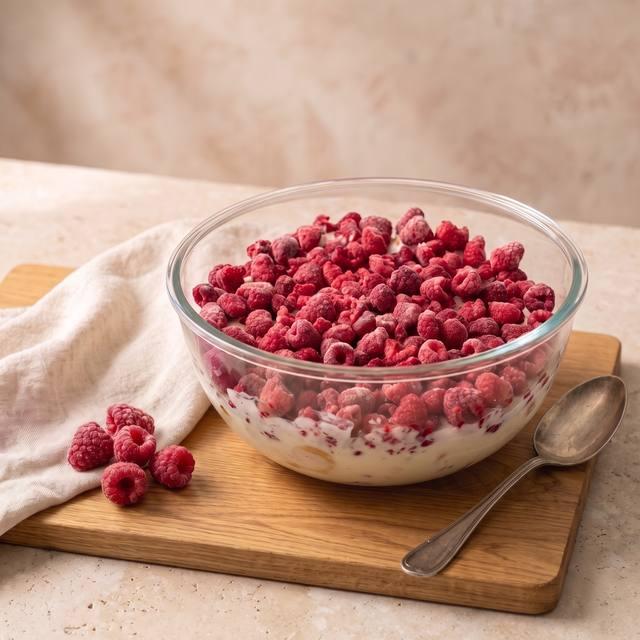 Windbeutel-Dessert mit Himbeeren in der Pampered Chef® Glas-Rührschüssel